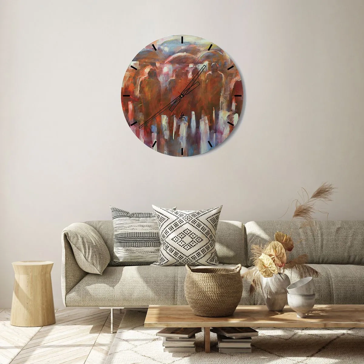 Wall clock - Clock on glass - Equal in Rain and Fog - 30x30 cm