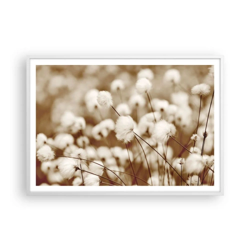 Poster in white frmae - Fluffy field - 100x70 cm
