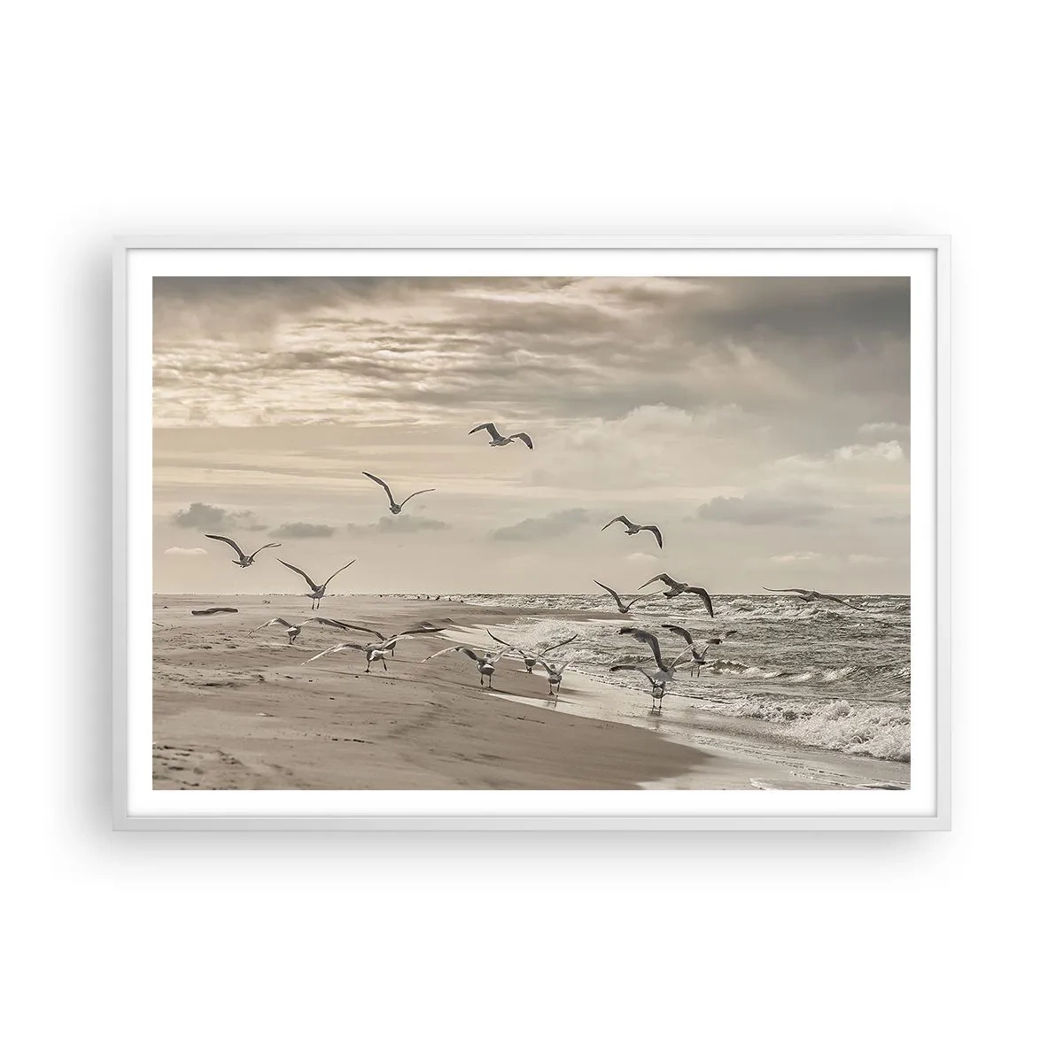 Poster in white frmae - Sound of the Sea, Singing of the Birds - 100x70 cm