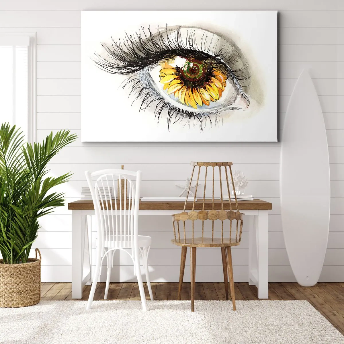 Canvas picture - Artistic eye with a sunflower-shaped iris - 70x50cm - Look Hot As a Summer - Modern wall decoration for the living room and bedroom ARTTOR