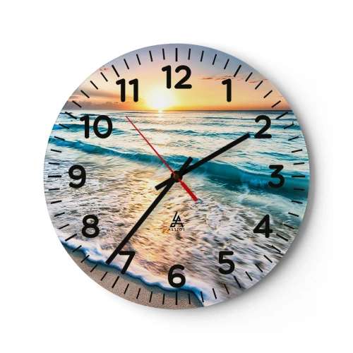 Wall clock - Clock on glass - Sunset View - 40x40 cm