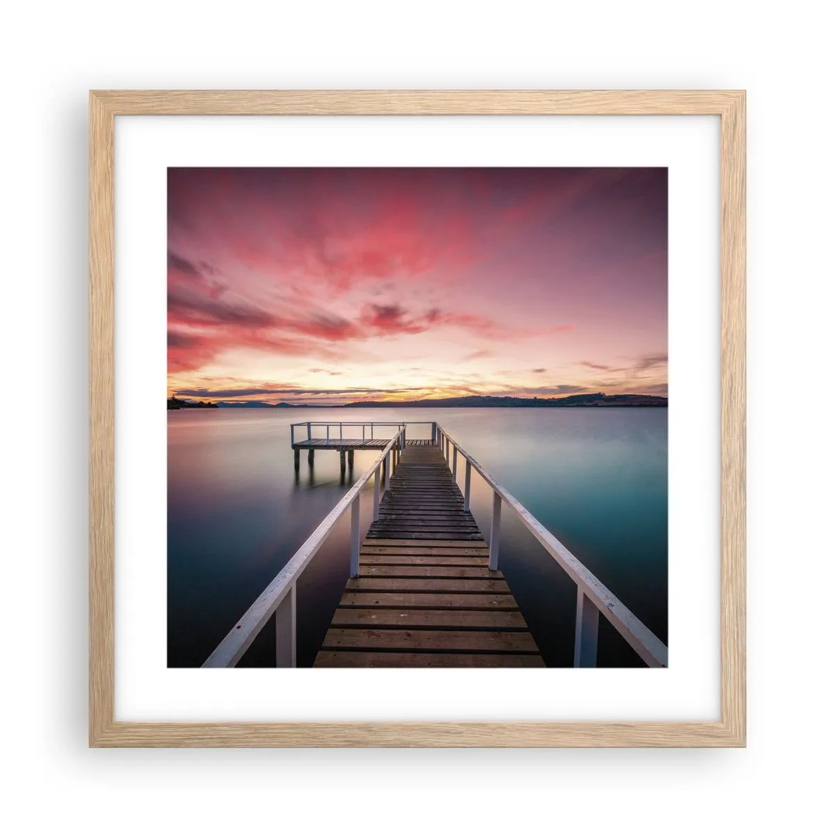 Poster in light oak frame - Mild Flame of an Evening - 40x40 cm