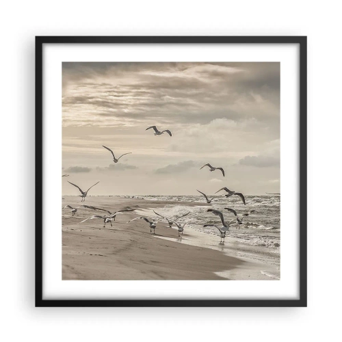Poster in black frame - Sound of the Sea, Singing of the Birds - 50x50 cm