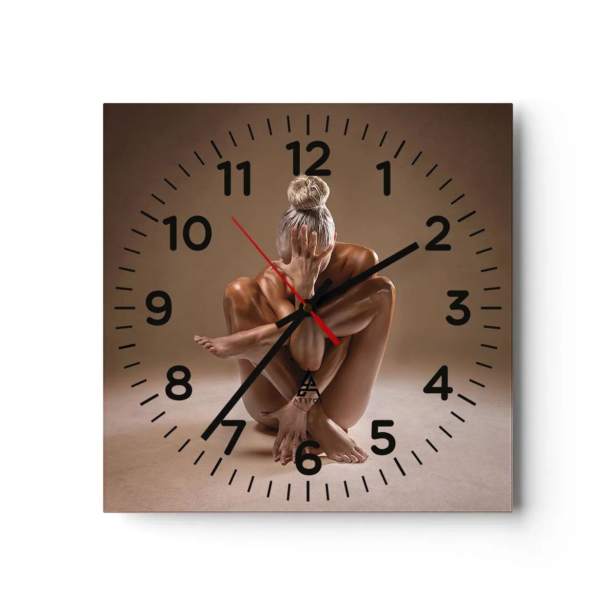 Wall clock - Clock on glass - Unity of Body and Spirit - 30x30 cm