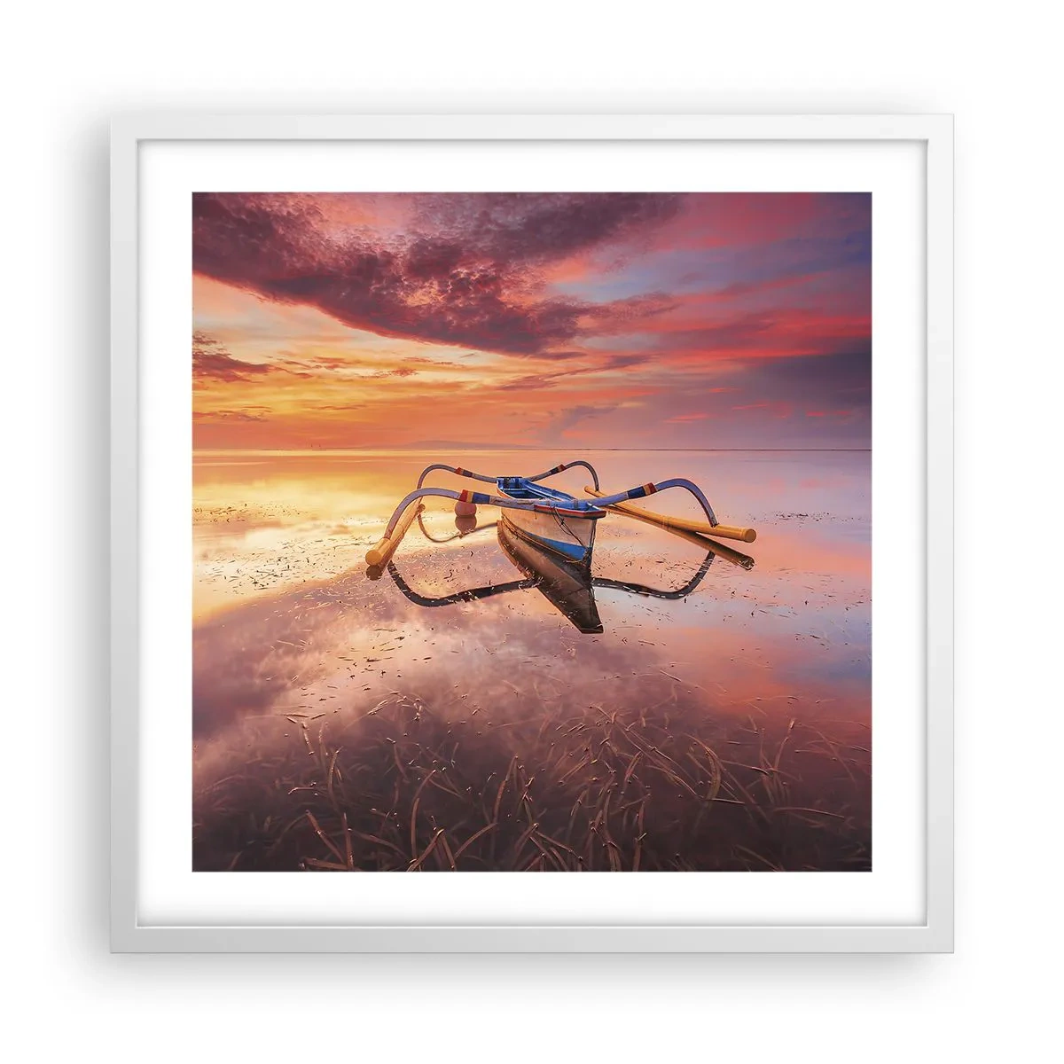 Poster in white frmae - Tranquility of Tropical Evening - 50x50 cm