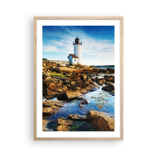 Poster in light oak frame - Be Home Safe, I Am Waiting - 50x70 cm