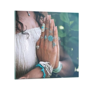 Glass picture - Welcome to the Centre of Wellbeing - 30x30 cm