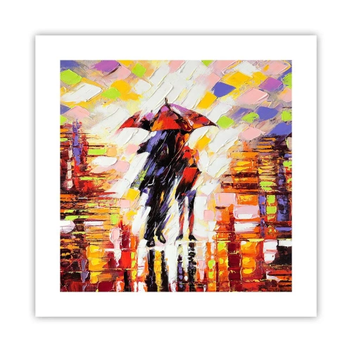 Poster - Together through Night and Rain - 40x40 cm