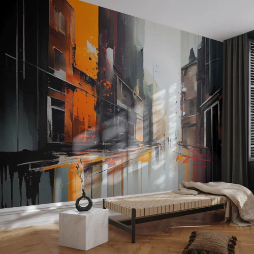 Self-Adhesive Photo Wallpaper Deluxe Sticker - Rainy Day - Architecture, Modern Art, City - 100x70 cm