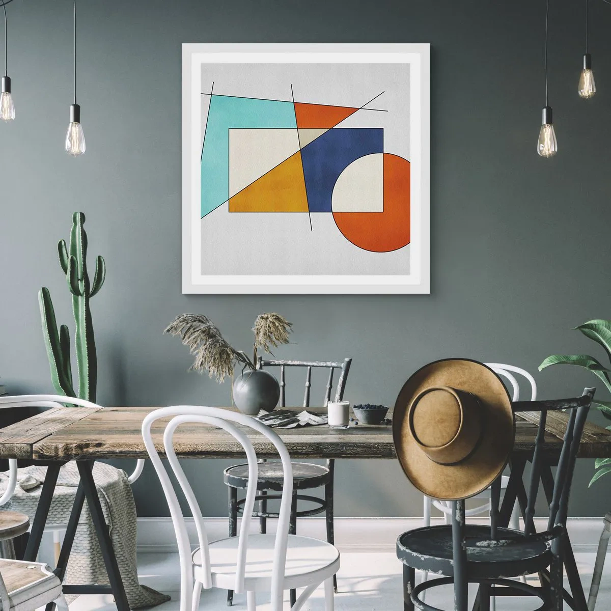 Poster in white frmae - Abstract: Modernist Fun - 50x50 cm