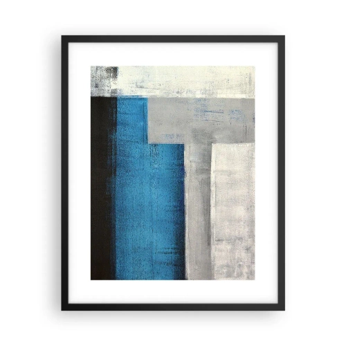 Poster in black frame - Poetic Composition of Blue and Grey - 40x50 cm