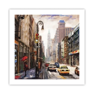 Poster - New York - Colourful in Rain - 50x50 cm