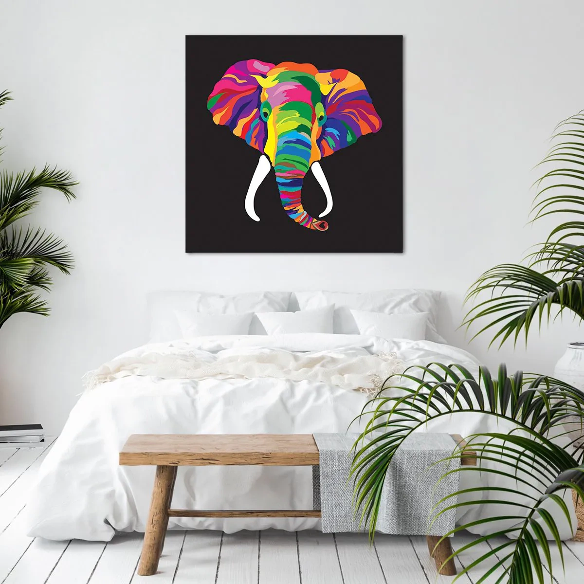 Canvas picture - Elephant That Enjoyed Rainbow Bath - 50x50 cm
