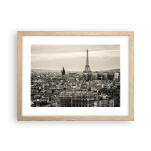 Poster in light oak frame - Over the Roofs of Paris - 40x30 cm
