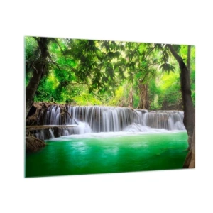 Glass picture - Cascade in Green - 100x70 cm
