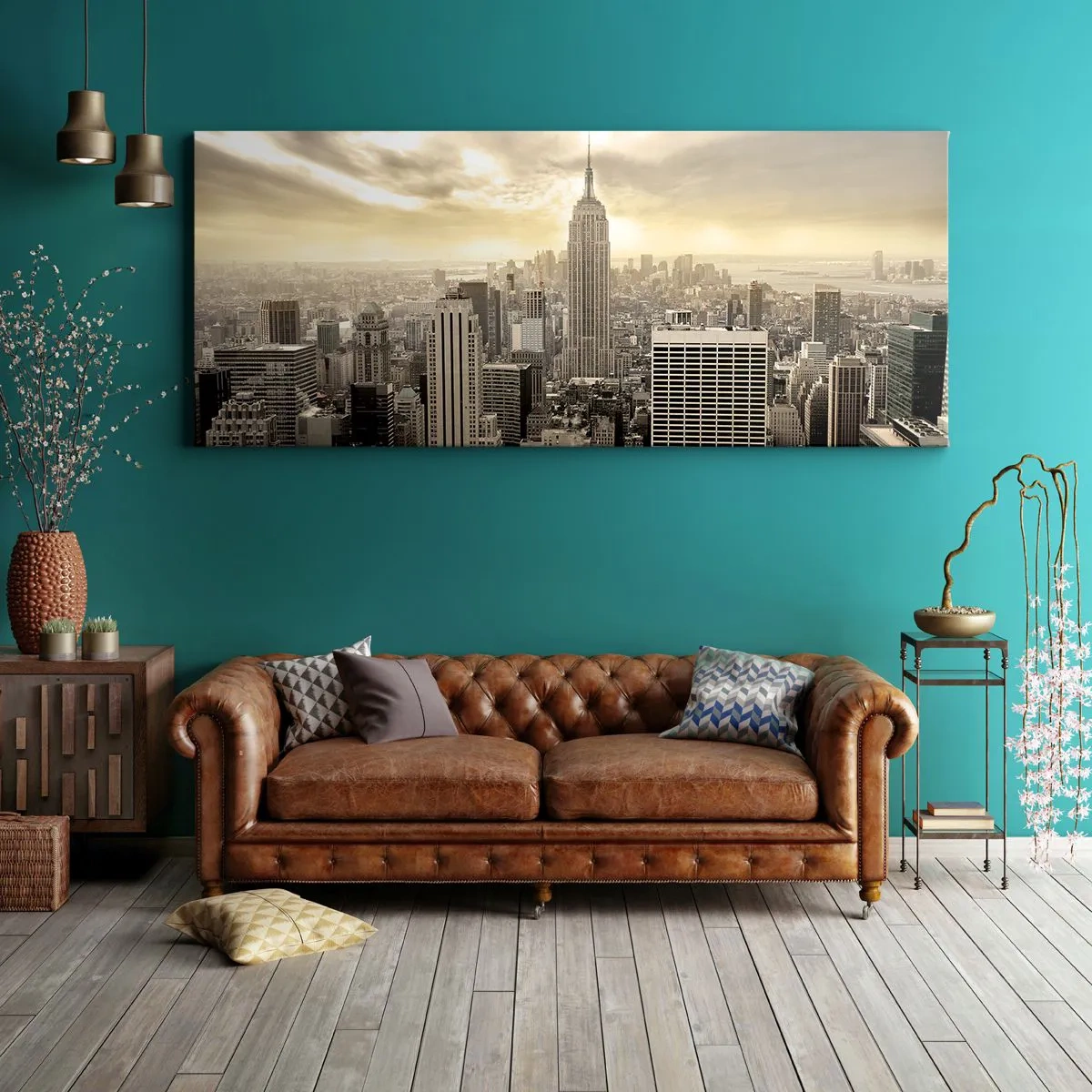 Canvas picture - New York Woven in Grey - 140x50 cm