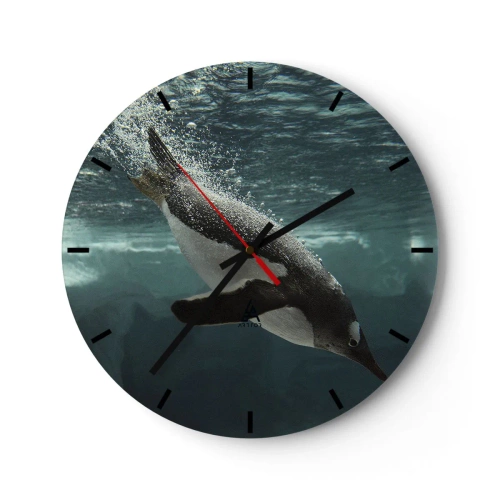 Wall clock - Clock on glass - Welcome to My World - 40x40 cm