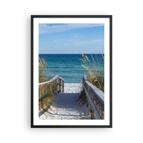 Poster in black frame - Entrance to the beach with sea view - 50x70cm - In the Sun, out in the Wind - Modern wall decoration for the living room and bedroom ARTTOR