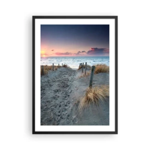 Poster in black frame - Beach path at sunset with sea view - 50x70cm - You Have Spilled a Rainbow of Sparkles… - Modern wall decoration for the living room and bedroom ARTTOR