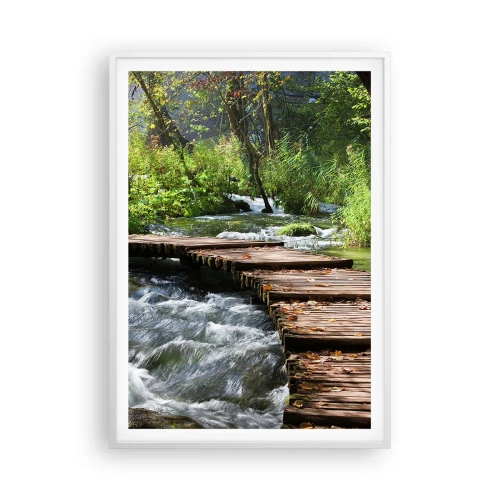 Poster in white frmae - By the Foamy Cascade - 70x100 cm