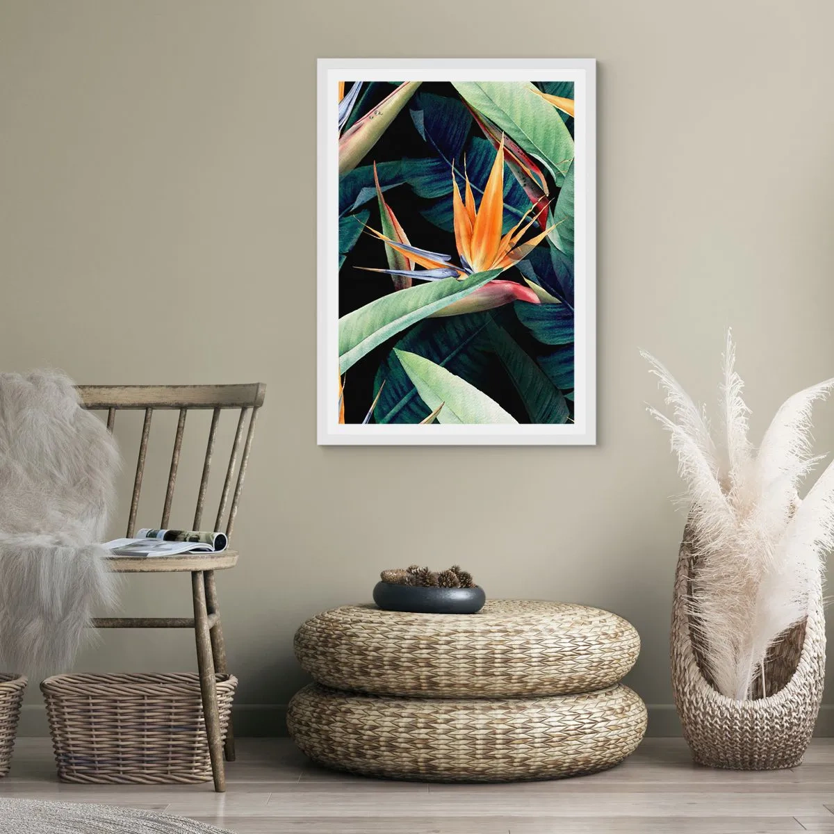 Poster in white frmae - Flaming Flowers of the Tropics - 61x91 cm