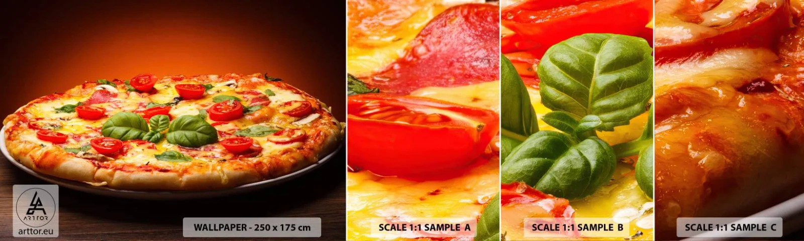 Photo Wallpaper Sample Standard Eco - Mamma Mia! - Gastronomy, Pizza, Italy - 100x30 cm