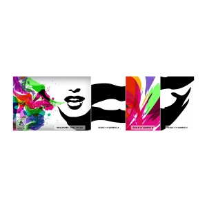 Photo Wallpaper Sample Self-Adhesive Deluxe Sticker - Tale in Colours of a Rainbow - Abstraction, Mouth, Colorful Graphics - 100x30 cm