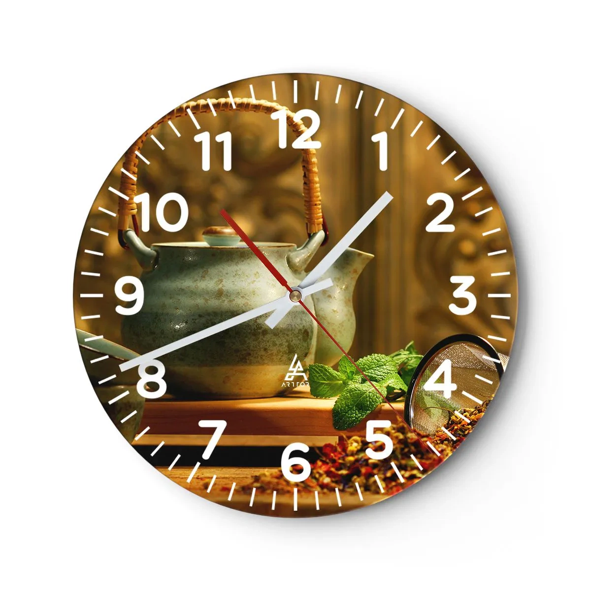 Wall clock - Clock on glass - Treaty about Drinking Tea - 40x40 cm