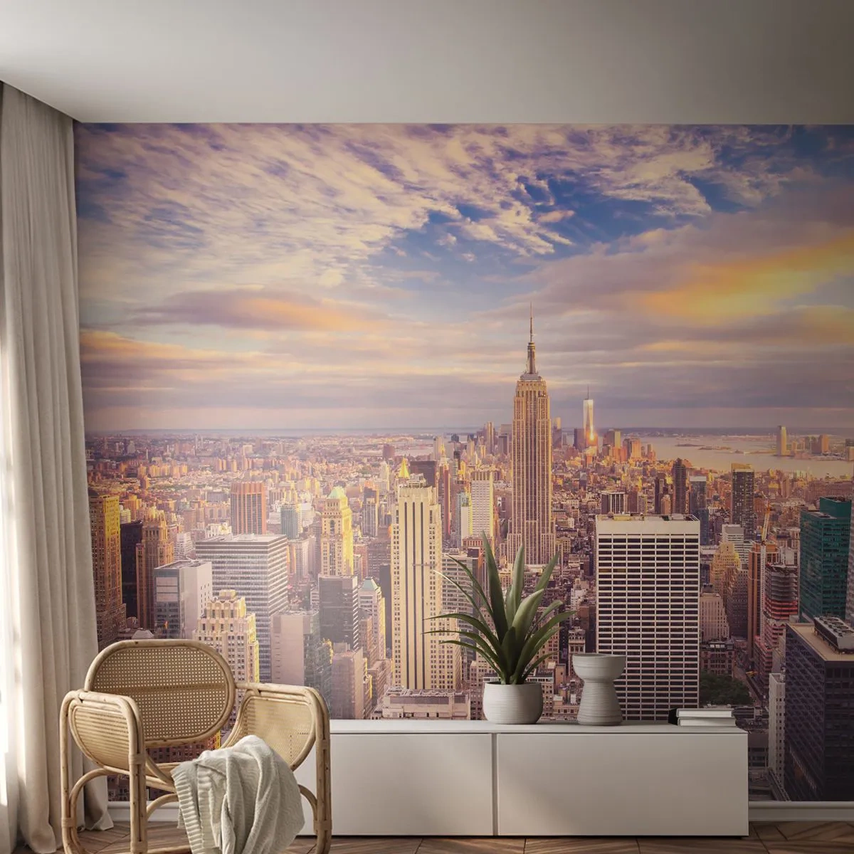 Photo Wallpaper Standard Eco - Reaching the Clouds - City, New York, Architecture - 400x280 cm