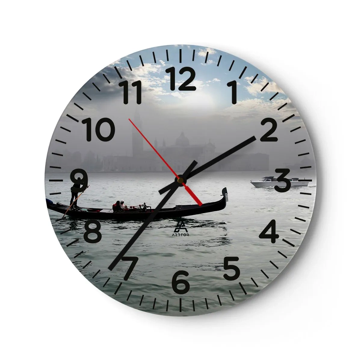 Wall clock - Clock on glass - Fairytale City from Water and Fog - 40x40 cm