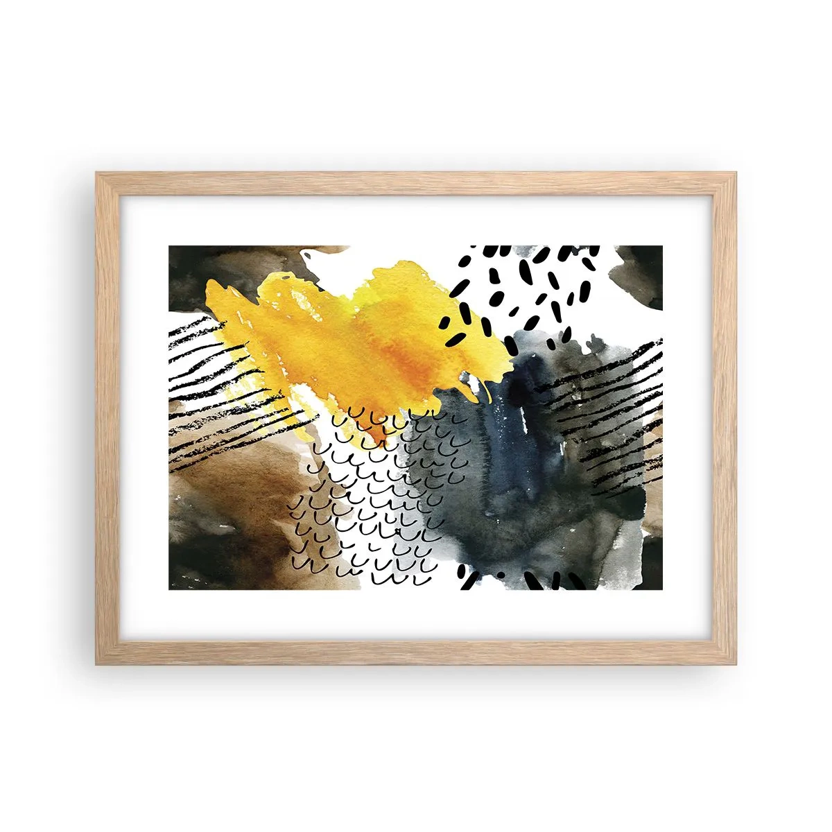 Poster in light oak frame - Meeting of Elements - 40x30 cm