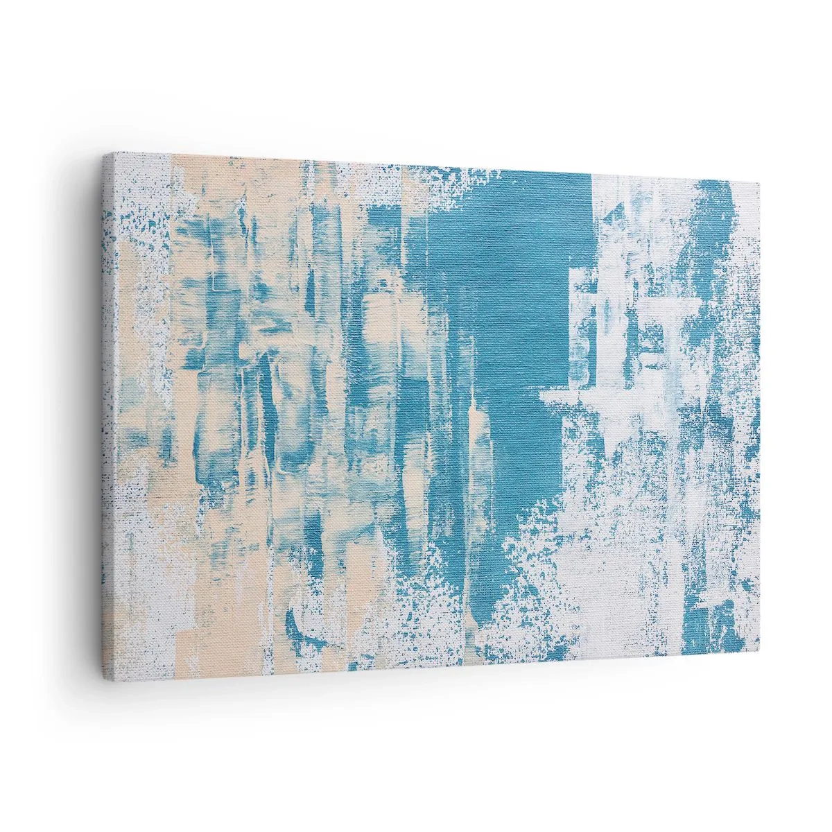 Canvas picture - Abstract composition in shades of blue and white - 70x50cm - Through an Icicle - Modern wall decoration for the living room and bedroom ARTTOR