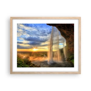 Poster in light oak frame - World behind Raindrops - 50x40 cm