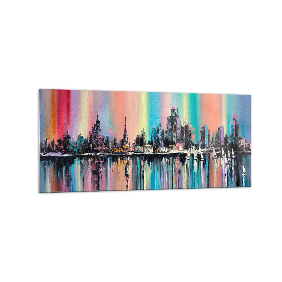 Glass picture - Run down with Night Lights - 120x50 cm