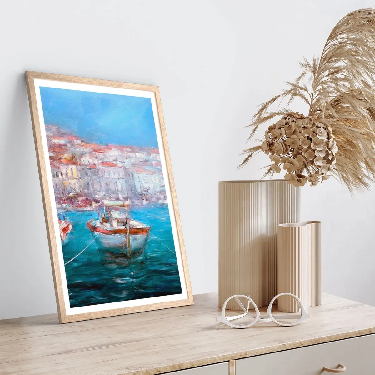 Poster in light oak frame - Italian Bay - 61x91 cm