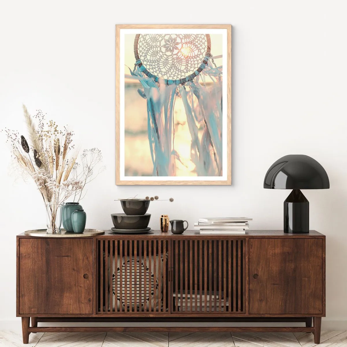 Poster in light oak frame - Lace Totem - 61x91 cm