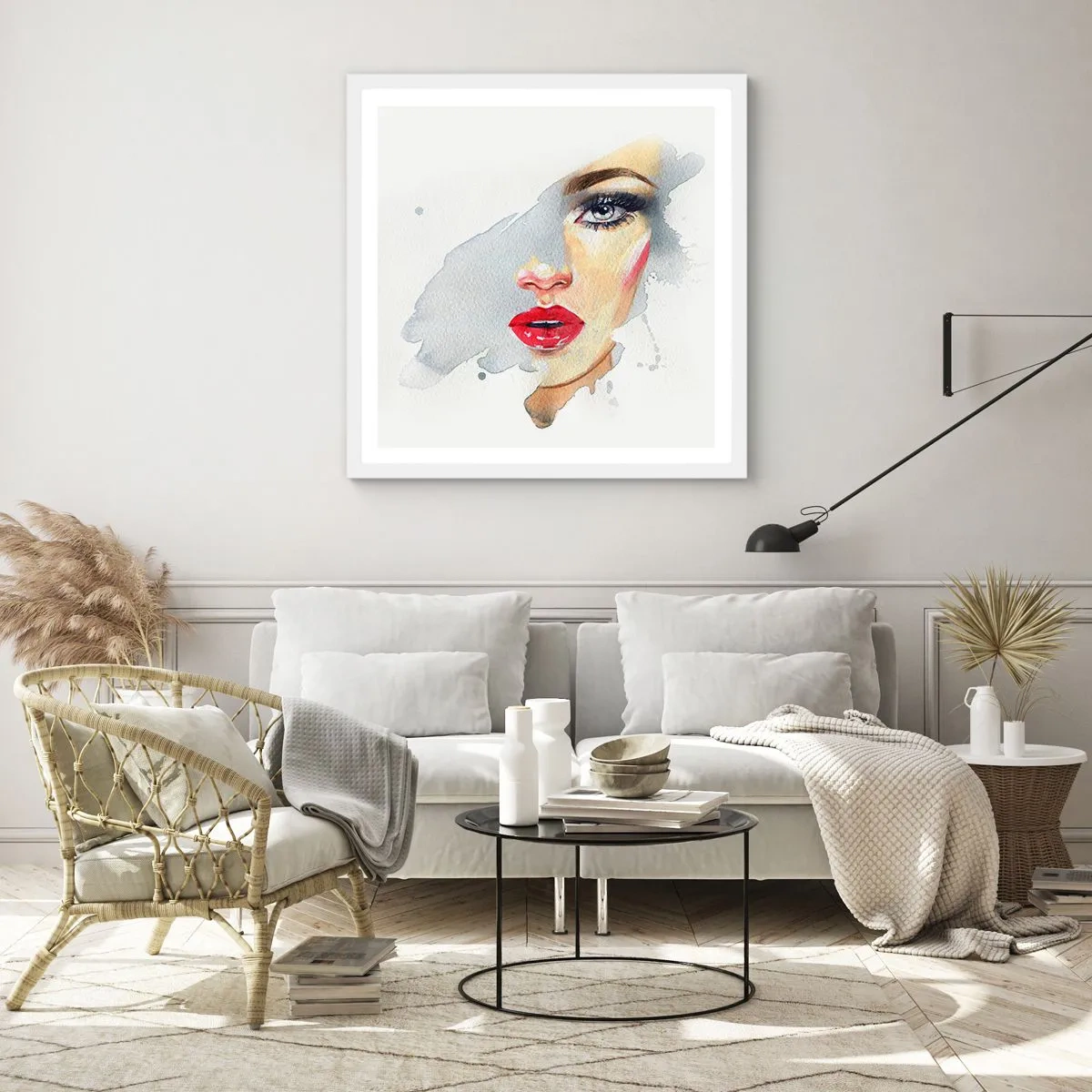 Poster in white frmae - Reflection in a Waterdrop - 50x50 cm