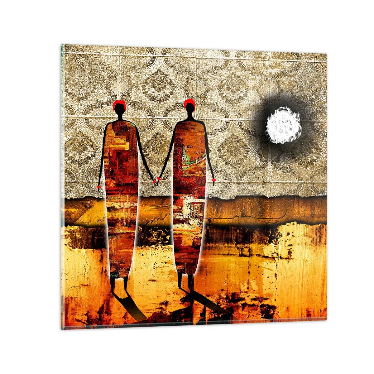 Glass picture - Ethnic Composition in the Colours of Africa - 70x70 cm