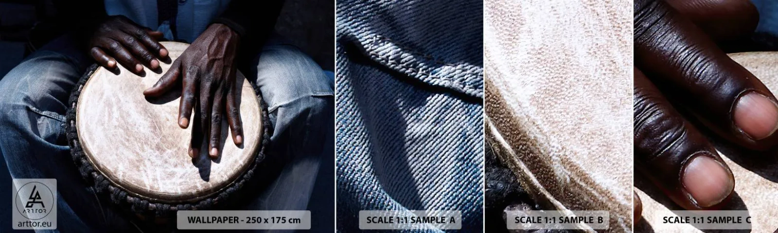 Photo Wallpaper Sample Standard Eco - Live at Your Own Rhythm - Drum, Music, Africa - 100x30 cm