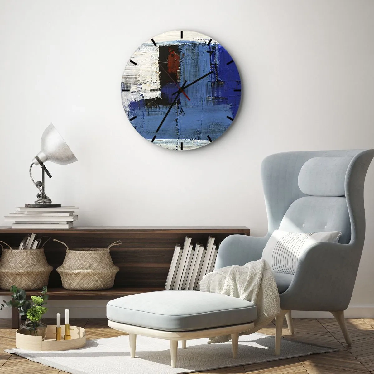 Wall clock - Clock on glass - The Secret of Blue - 30x30 cm