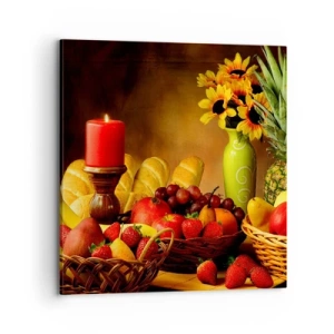 Canvas picture - Still Nature with Bread and Fruit - 70x70 cm