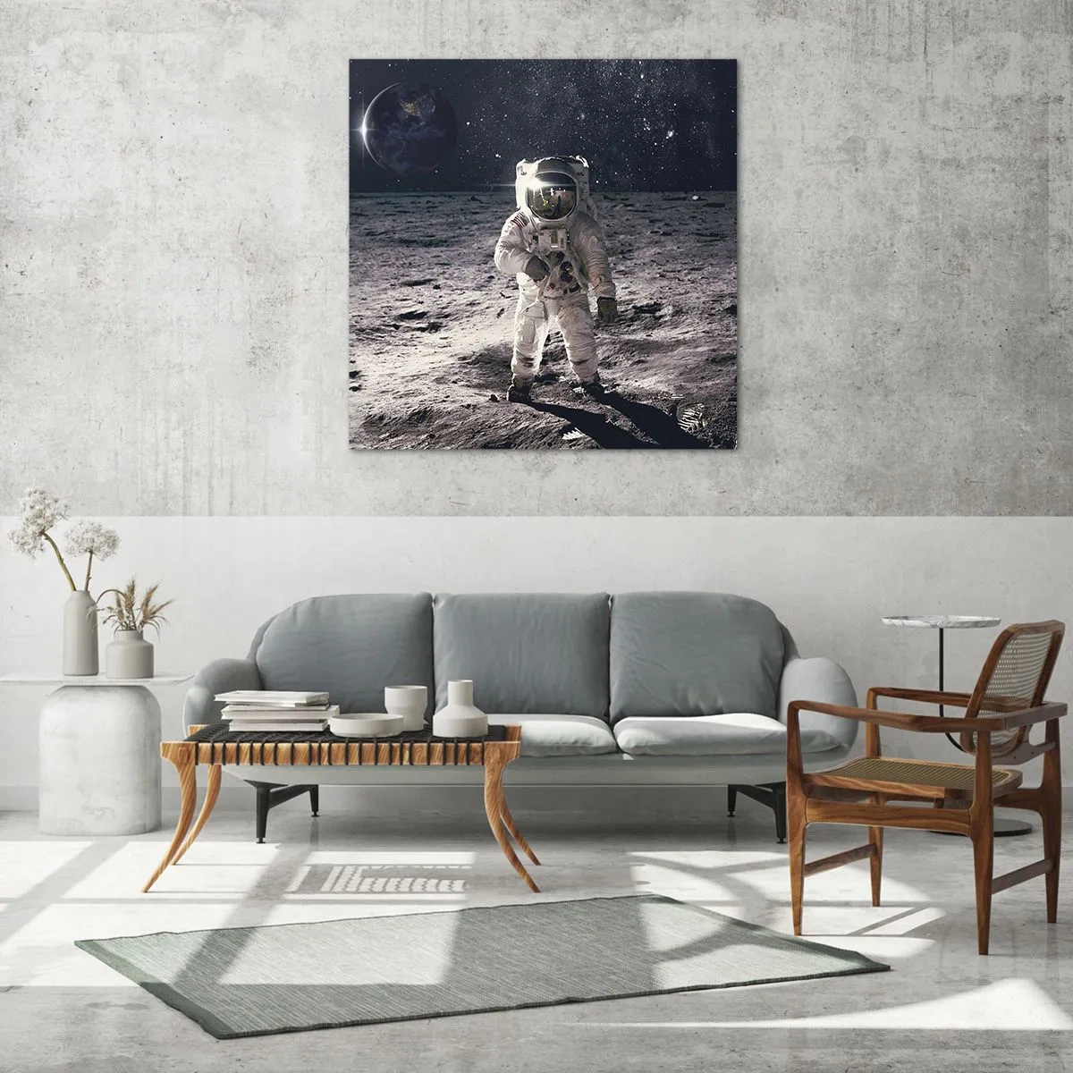 Glass picture - Greetings from the Moon - 40x40 cm