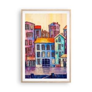 Poster in light oak frame - City Like From a Fairytale - 61x91 cm