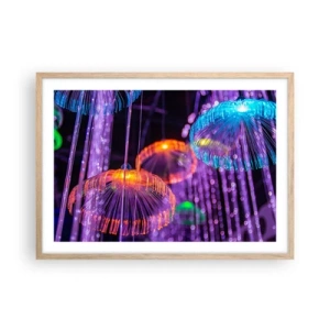 Poster in light oak frame - Light Fountain - 70x50 cm