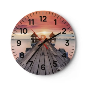 Wall clock - Clock on glass - Sunset on the East - 30x30 cm