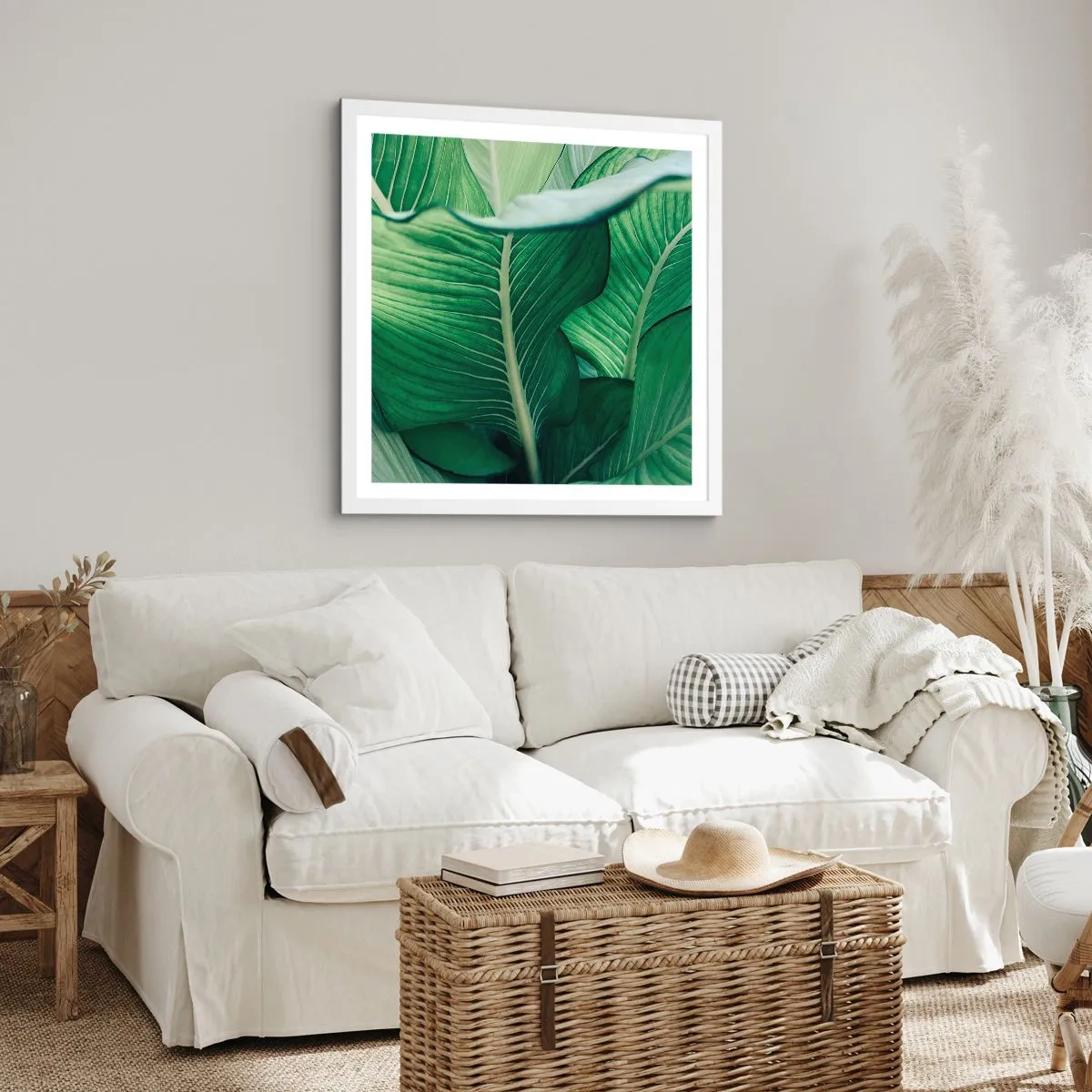 Poster in white frmae - Life in Intense Green Colour - 50x50 cm