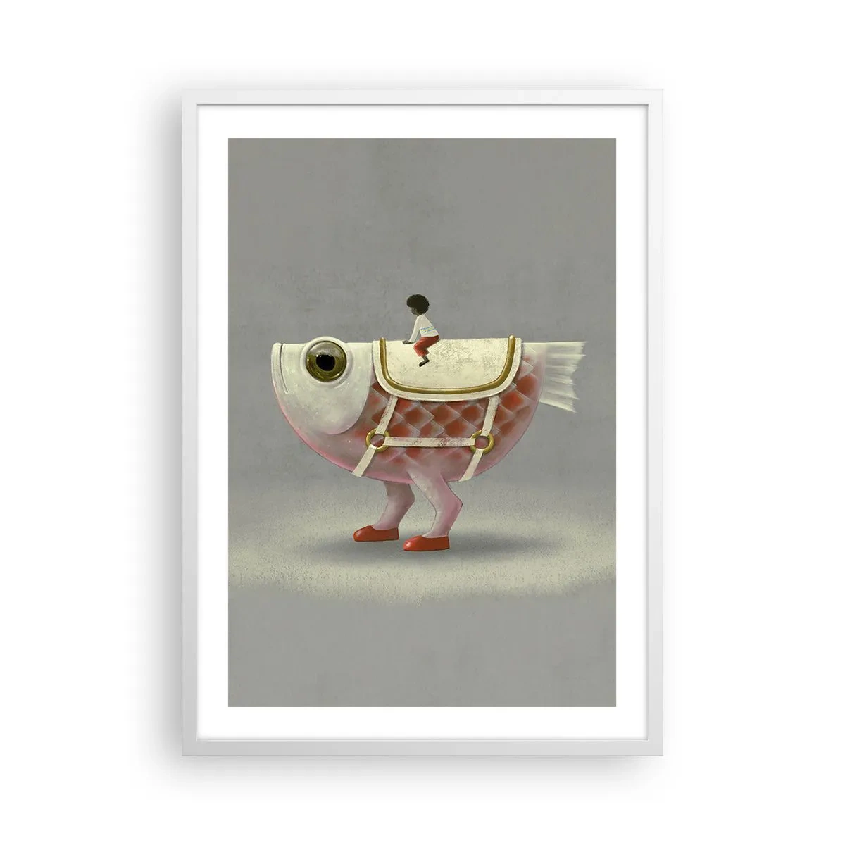Poster in white frmae - Fish Jockey - 50x70 cm