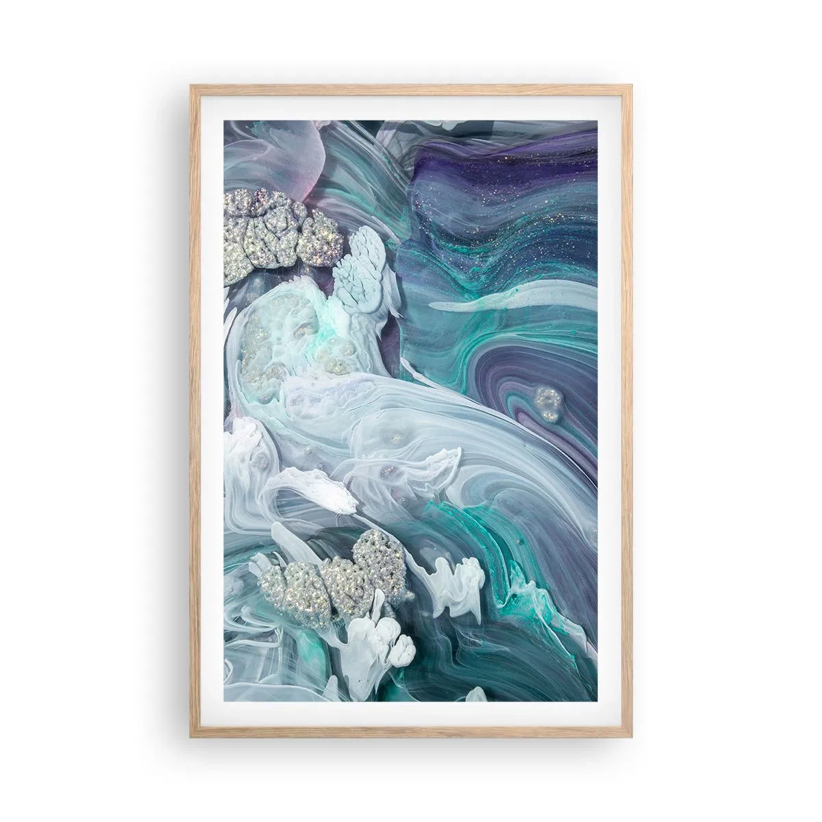 Poster in light oak frame - Currents of Blue - 61x91 cm