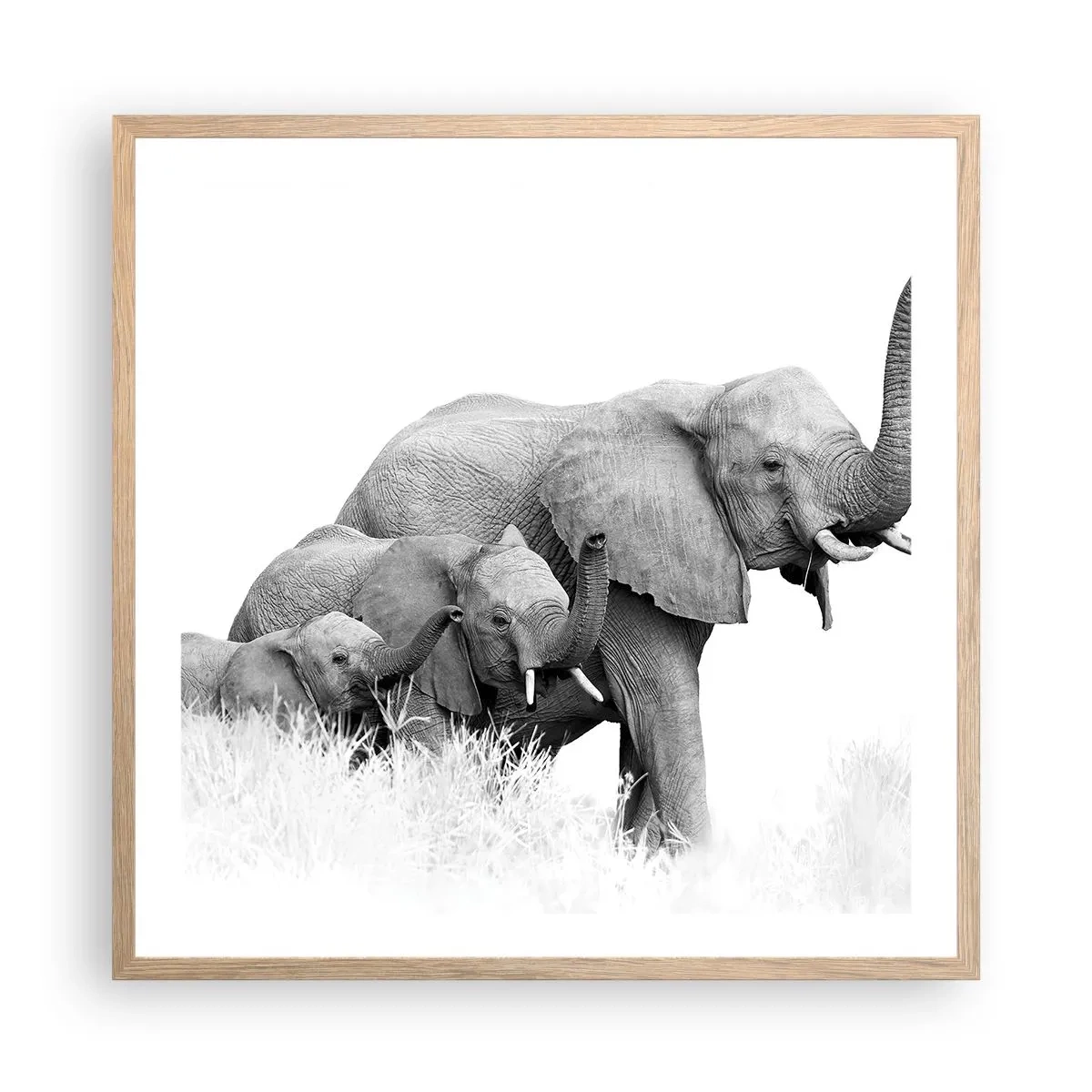 Poster in light oak frame - One, Two, Three - 60x60 cm