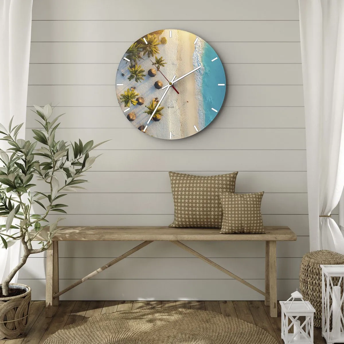 Wall clock - Clock on glass - Welcome to Paradise - 40x40 cm